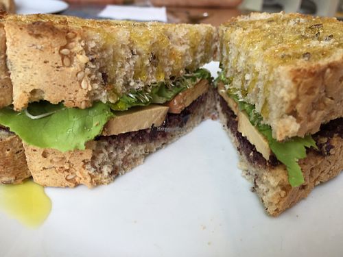 tofu and olive pate sandwich  at Quintal Bioshop in Porto