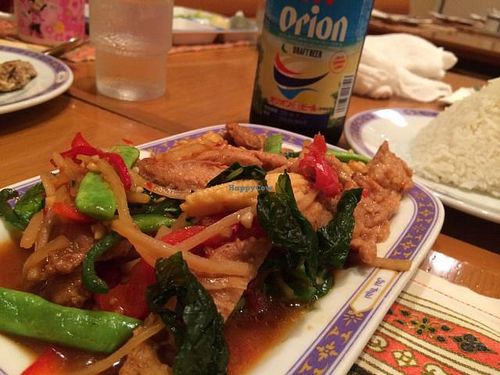 Non-meat stir fry! at Jai Thai in Chatan