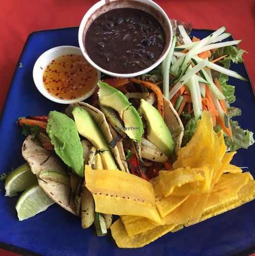 vegetarian tacos.....so good! at Papaya in Brasilito