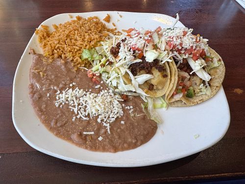 Potato Tacos w/vegan cheese and soyrizo at Maracas in Rancho Mirage