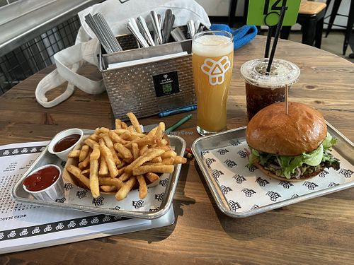 Veggie burger and fries.  at Bissell Brothers in Portland