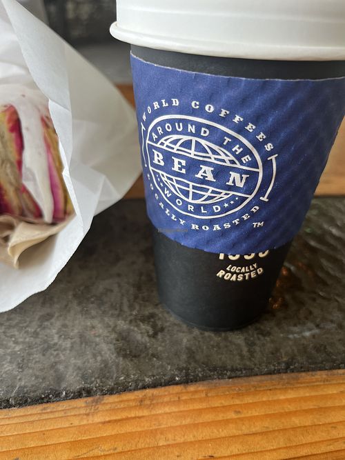 Oat latte in a Recycled cup  at Cloudburst Cafe in Squamish