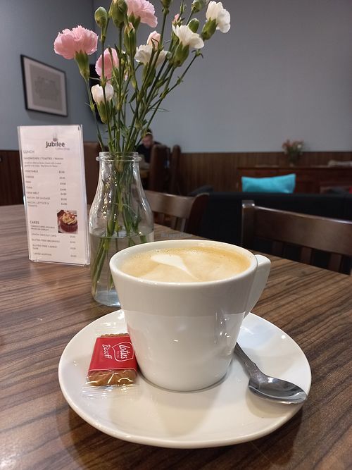Oat milk latte at Jubilee Cafe in Selsdon