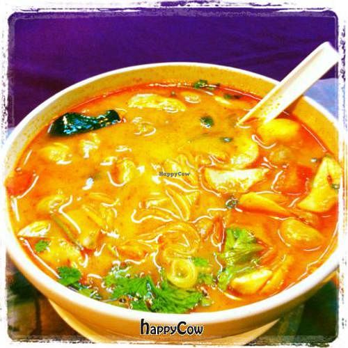 Tom Yum Soup with mushrooms and noodles at You and Me in Patong