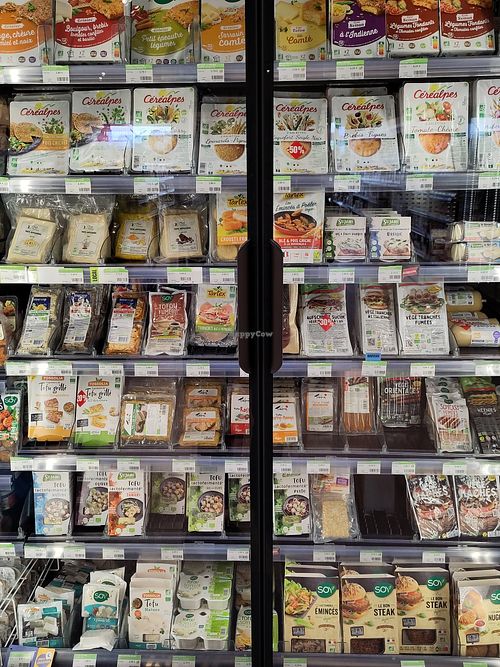 Vegan/vegetarian meet supplies and bread toppings at Biocoop Amboise in Amboise