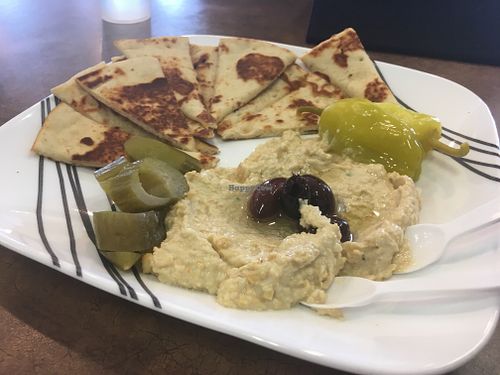 Original hummus with pita  at Holy Land Middle Eastern Market in Knoxville