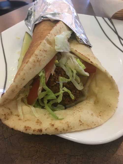 Falafel pita with tahini  at Holy Land Middle Eastern Market in Knoxville