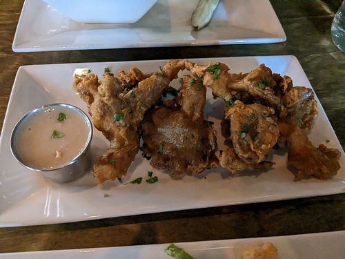 Grid kalamari (oyster mushroom) at Alchemist Plant Pub  in Boise