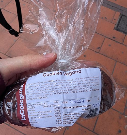 Cookies vegana at La Colegiala in Murcia