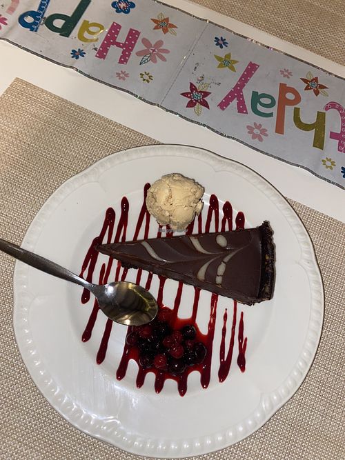 Vegan chocolate dessert   at Feast Builth in Builth Wells