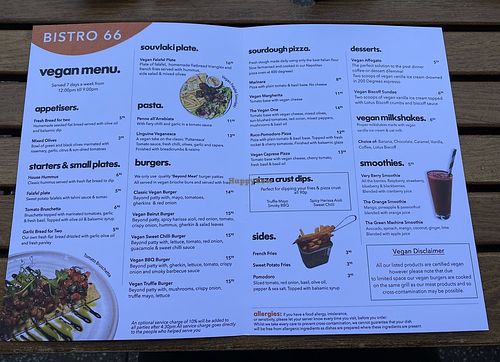 Vegan menu in June 2025  at Bistro 66 in Beeston