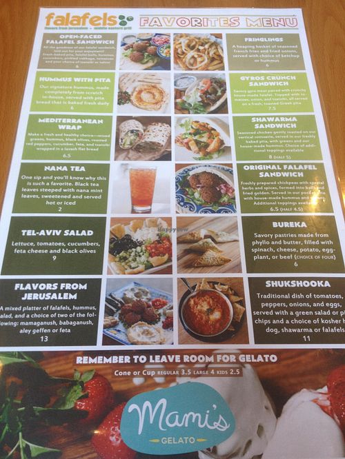 Menu 2 at Falafels in Bloomington