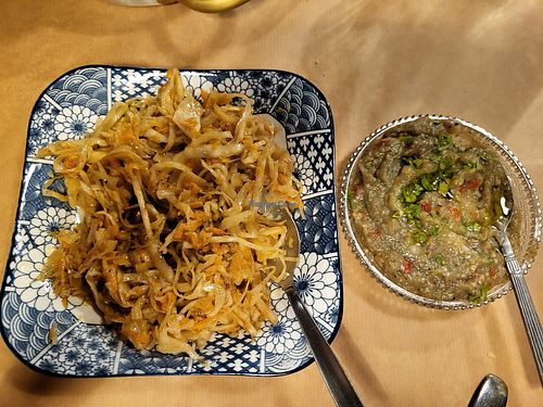 Aubergine salad and Politiki salad at Koutouroú Mezetzídikon - Κουτουρού Μεζετζίδικον in Athens