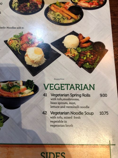 Vegan options at Pho Garden in Daly City