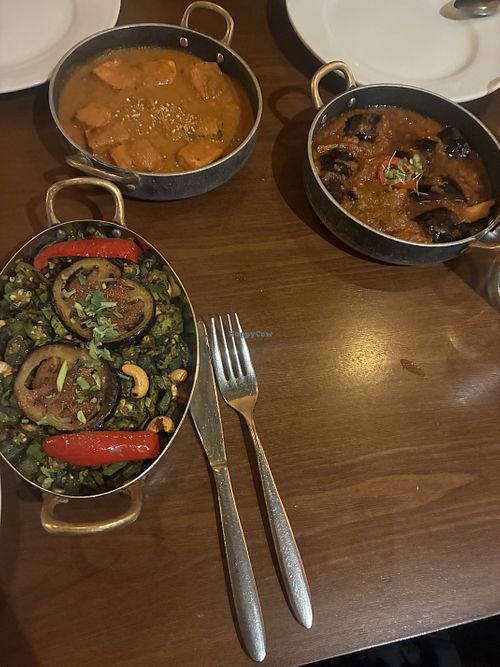 Mixture of vegan mains   at Ticca Tikka in East London