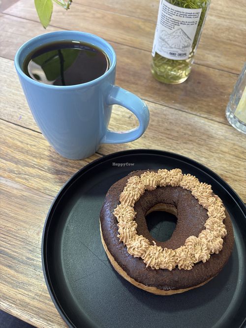 Tiramisu donut and coffee - daily promotion, 59 pesos  at Monaladona in Guadalajara