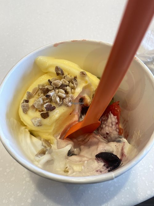 Messy but Tasty Pineapple • Oat Canilla and Fruit w/Almonds!!!   at Yogurt Mill - Pelandale Av in Modesto