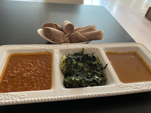 3 entree vegan combo for one person at Lucy Ethiopian Cafe in Boston