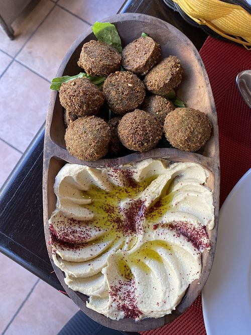 Falafel dish (9 falafel with hummus)  at Abu Elias Restaurant in Wadi Musa