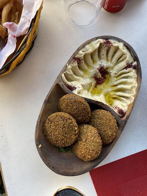 Falafel Abu Elias Meal (same as falafel dish but 4 big falafel)  at Abu Elias Restaurant in Wadi Musa