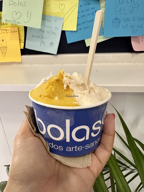 Three flavours  at Heladería Bolas in Sevilla