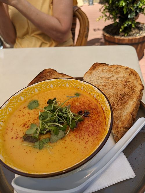 Butternut squash cream soup at The Ginger Mule in Houston