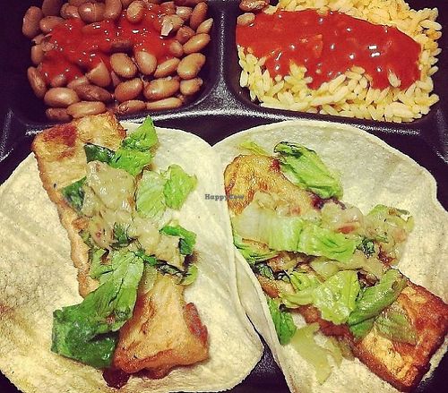 Tofu tacos, rice & beans meal under $10 at El Dorado in Rehoboth Beach