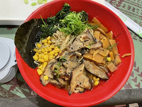 Vegan ramen with yuzu shio broth  at Noods Ramen Bar in Kaneohe