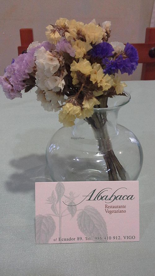 table dressing with business card at Albahaca in Vigo