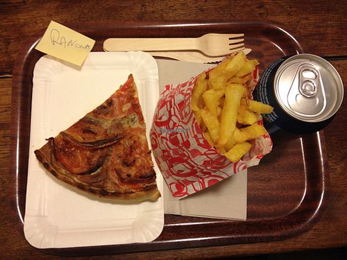 quiche & fries & drink at East Side Burgers in Paris