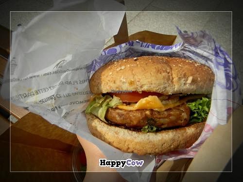 A burger with mushrooms at East Side Burgers in Paris