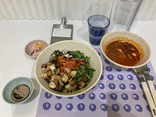 Bibimpa with soft tofu in hell on the side   at Plantude - I'Park Mall Yongsan in Seoul