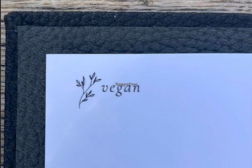 vegan symbol on menu at Friðheimar in Selfoss