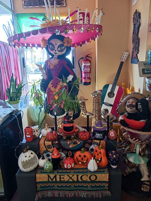 Some of the decor inside the restaurant at Restaurante Mexicano La Catrina in Villajoyosa