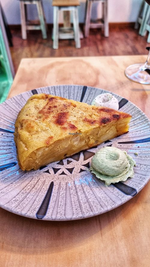 Tortilla de batatas (very nice) at La Vegana Taperia Playa in Torre Del Mar