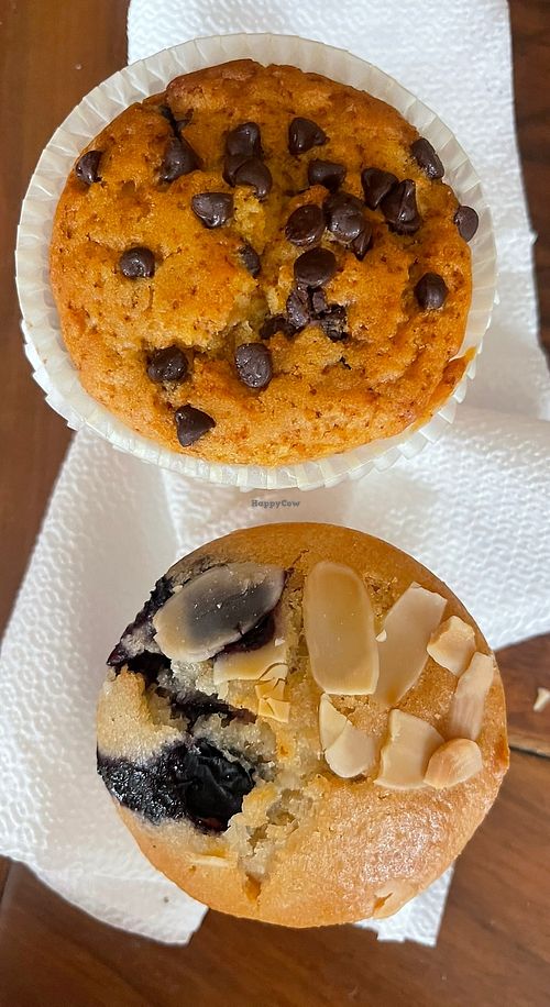 Vegan ace muffin and vegan blueberry and almond muffinns  at Pasticceria GenuinaMente in Padua