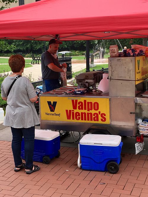 Veggie Italian Sausage and veggie dogs! at Central Park Plaza Market in Valparaiso