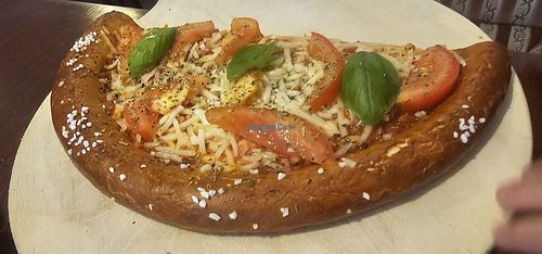 Brizza ( pizza on a Brazel pastary) at Cafe Romantic in Heidelberg