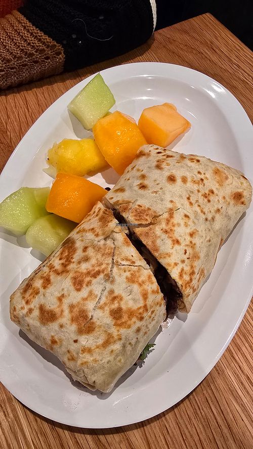 Breakfast burrito without dairy and bacon at LAX - Point The Way Cafe - T6 in Los Angeles