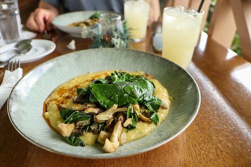 cassava with mushrooms at The Farm House in Saint Joseph