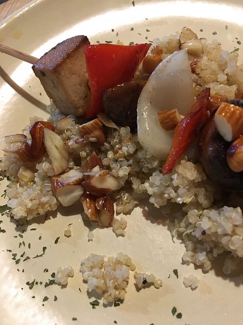 Quinoa with smoked tofu, bell pepper, mushrooms, fennel and almonds at Naturhaus Lehnwieser in Ramsau Am Dachstein