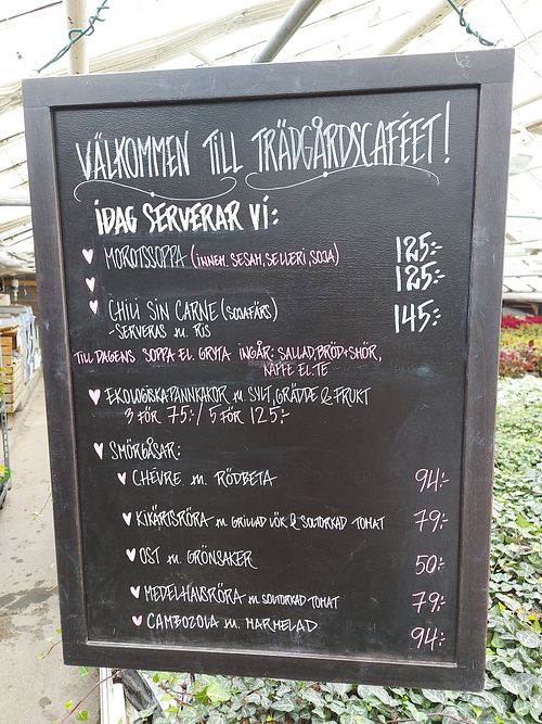 Menu September 2022, missing the vegan kale soup at Tradgardscafe - Slottstradgarden Ulriksdal in Solna