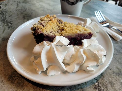 Vegan blueberry pie with whipped soy cream at Espresso House in Sandnes