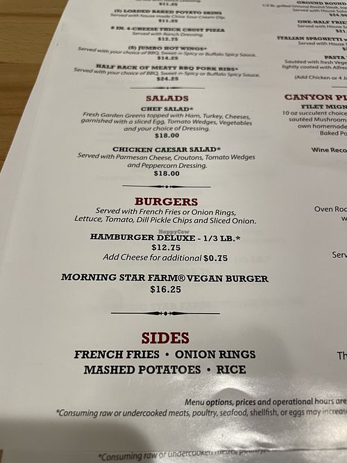 Opção vegan  at Wagon Wheel Saloon in Tusayan