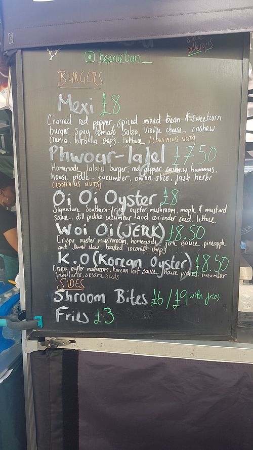 Menu at Beanie Bun in Newcastle Upon Tyne