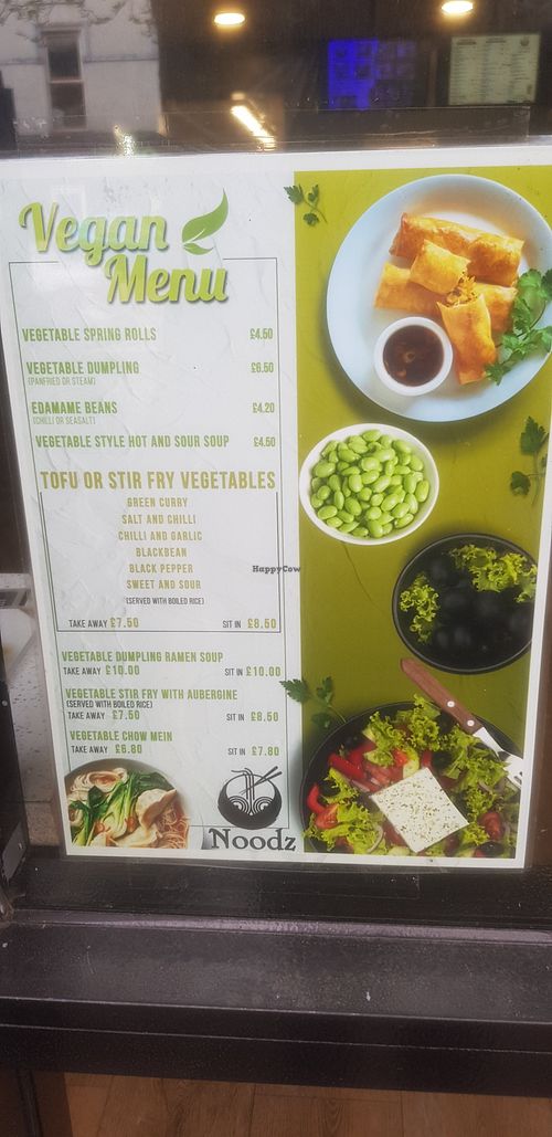 Vegan Menu at Noodz in Belfast