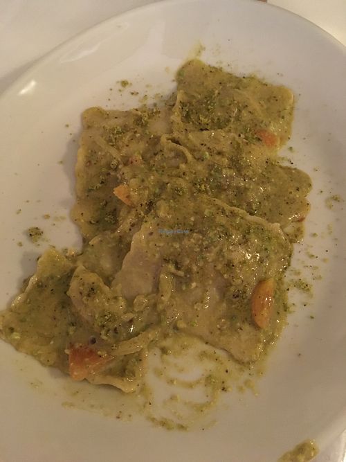 Pistachio pesto tortelli  at Giuly Ristorante Vegan in Viareggio