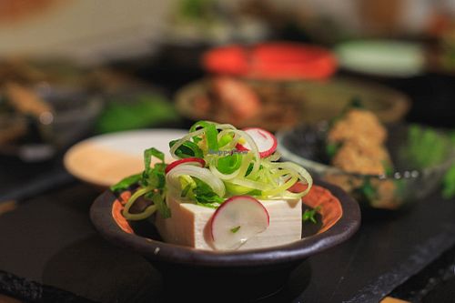 hiyayakko - cold handmade tofu at Ronin Dining Supper Club in Godalming