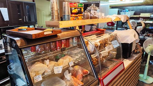Baked goods isplay case at Green Hand Vegetarian and Vegan Food in Chiang Mai