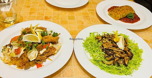 Our main dishes - shiitake, Salisbury steak, veggies from the wok  at Kilimanjaro Kafe in Cebu